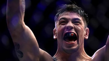 Mixed Martial Arts - UFC 283 - Glover Teixeira v Jamahal Hill - Jeunesse Arena, Rio de Janeiro, Brazil - January 22, 2023 Brandon Moreno celebrates after winning his fight against Deiveson Figueiredo REUTERS/Ricardo Moraes